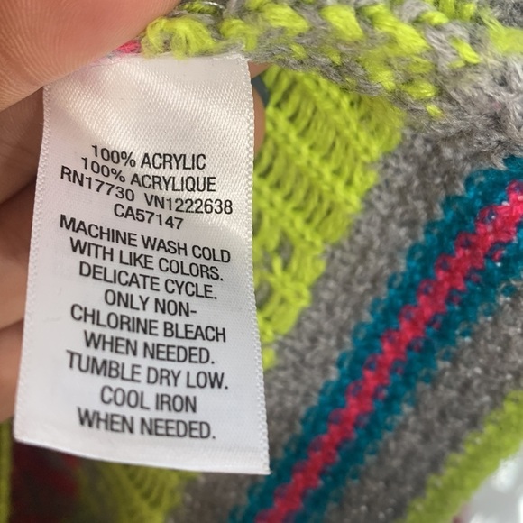 Xhilaration small long sleeve crop southwestern neon multicolor acrylic top - Picture 4 of 8